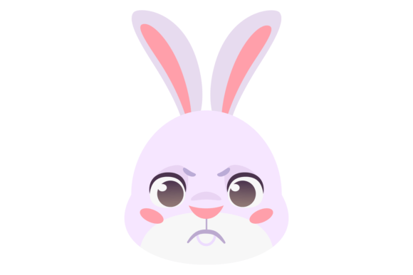Angry Rabbit Head Graphics: Cute Bunny Color Illustrations
