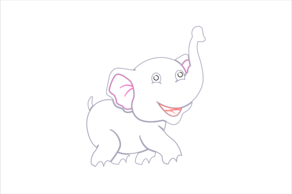 Animal Elephant Cartoon Color Line Graphics and Icons