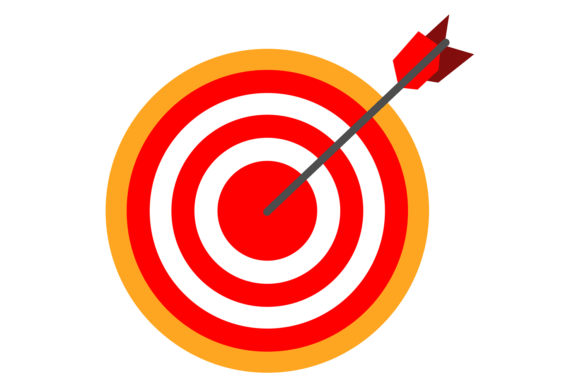 Arrow Aim Board. Bullseye Icon. Color Target Graphics