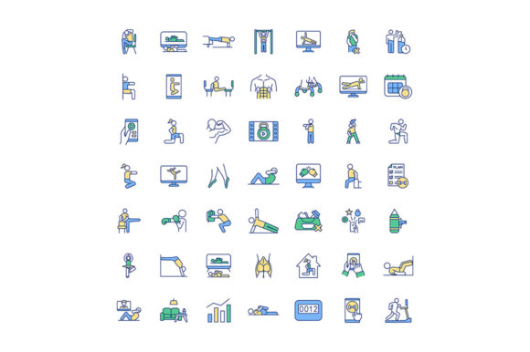 At-home Fitness Workout RGB Color Icons