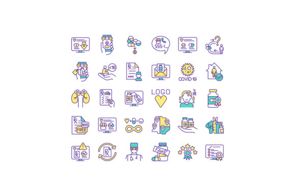 Buying Medicine Online RGB Color Icons