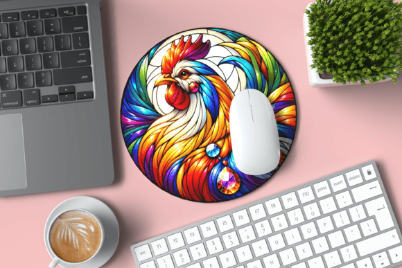 Color Hen Round Mouse Pad PNG