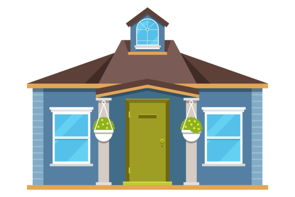 Cottage Color Icon. Real Estate Facade Graphics