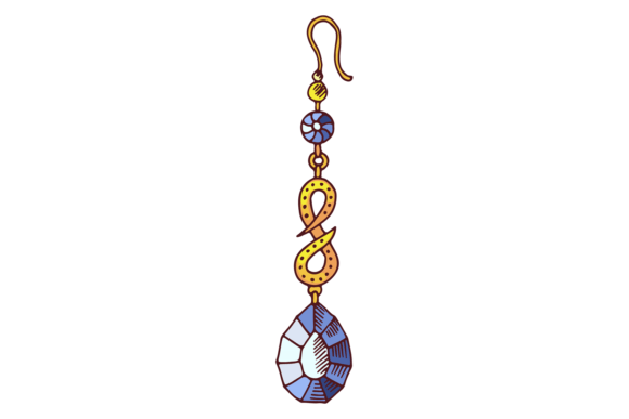 Diamond Earring Color Icon. Golden Preci