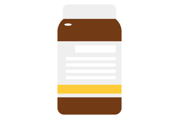 Drug Jar Graphics: Medical Glass Treatment Color Illustrations