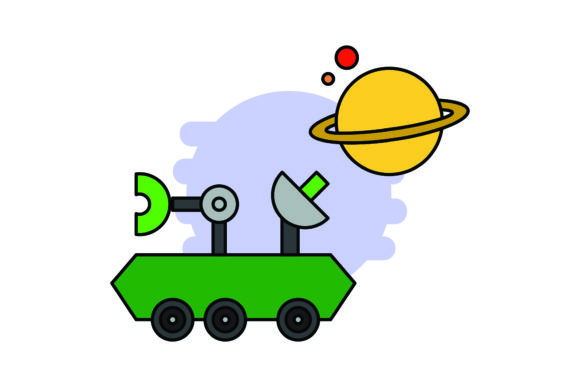 Icon Space Cute Saturn Color Outline Graphics & Icons