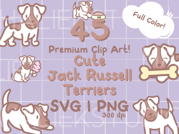Jack Russell Terriers Color Clip Art Set