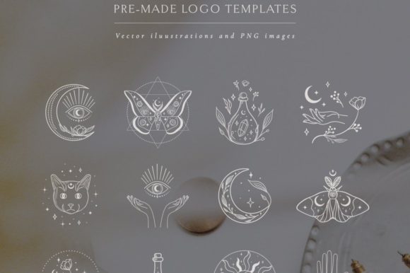 Logo Illustrations White Color. Frames. Graphics