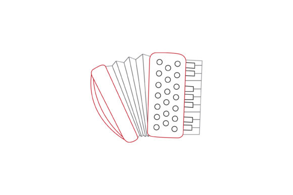 Music Instrument Accordion Color Line Graphics & Icons