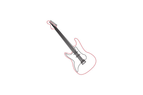 Music Instrument Bass Color Line Icon Graphics