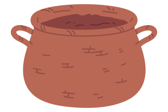 Pot with Fresh Soil Color Icon. Botanica
