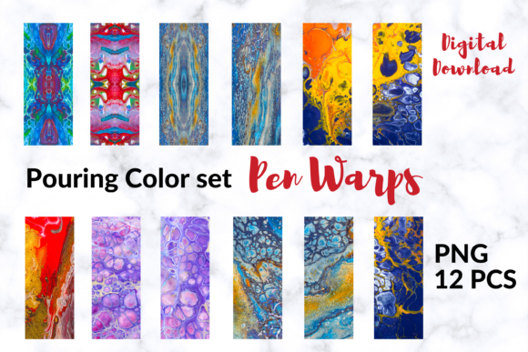 Pouring Color Pattern Pen Wraps: Graphics & Print Templates