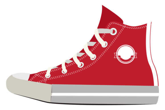 Red High Top Sneaker. Fashion Color Icon Graphics