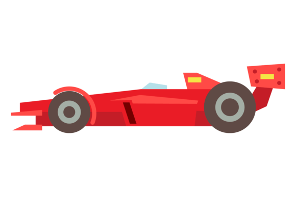 Red Racing Car Side View Color Icon Graphics