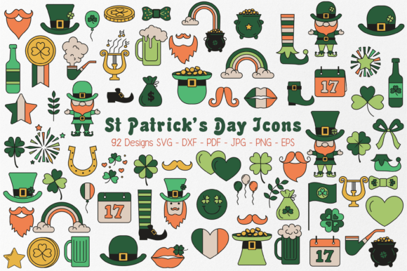 Saint Patrick’s Day Color Lined Icon Svg Graphics