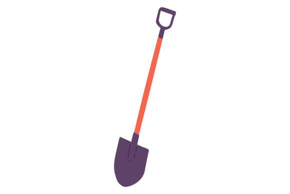 Shovel Color Icon: Gardening Equipment Graphics & Illustrations