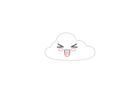 Sky Bright Cloud Kawaii Cute Color Line Graphics & Illustrations