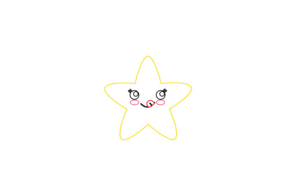 Sky Star Kawaii Cute Color Line Graphics & Illustrations