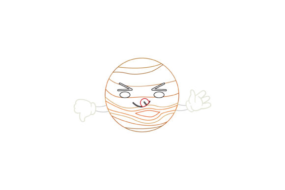 Space Jupiter Kawaii Cute Color Line Graphics