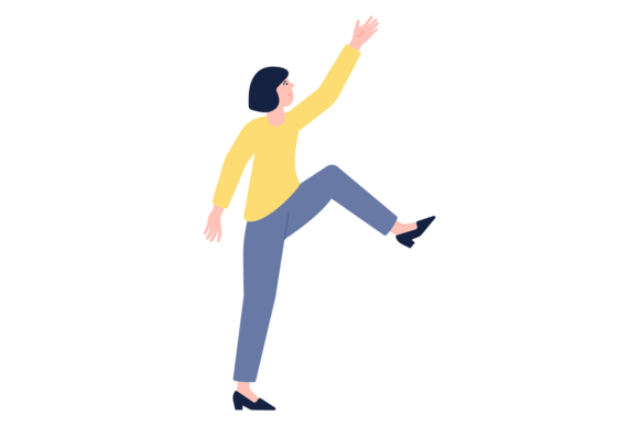 Woman Stepping Up: Climbing Person Graphics & Illustrations
